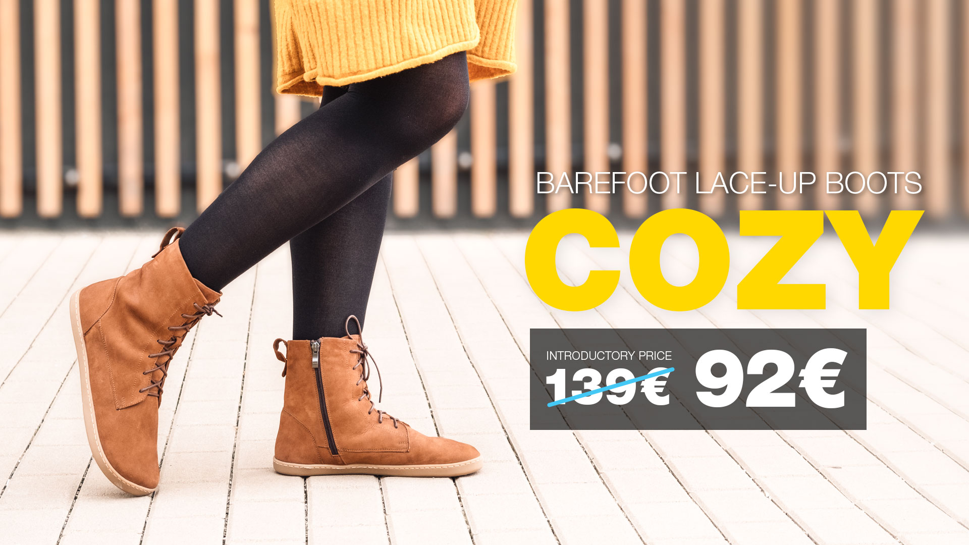 SHAPEN COZY - Barefoot lace-up boots 