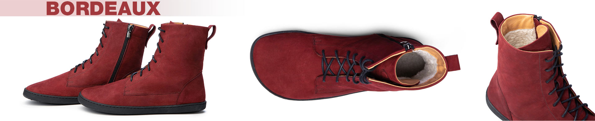 Barefoot lace-up shoes COZY - Bordeaux