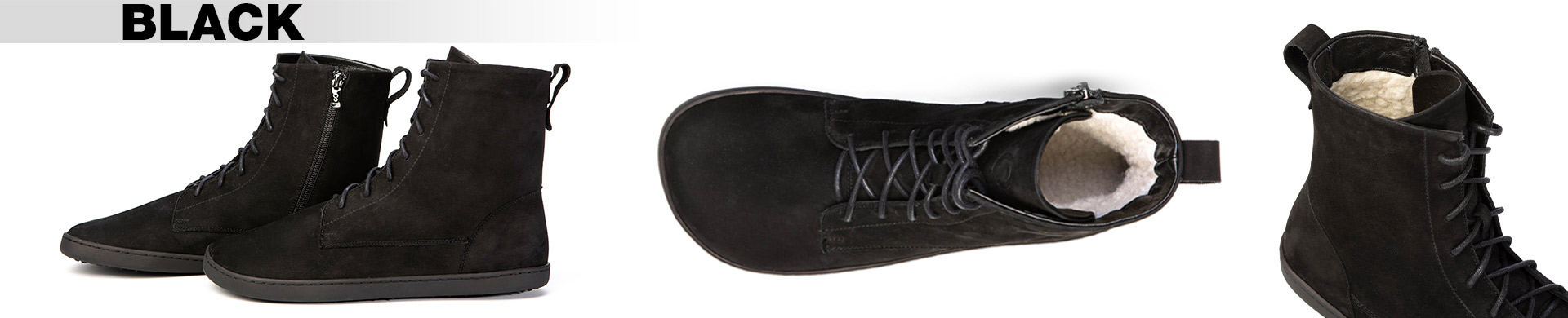 Barefoot lace-up shoes COZY - Black