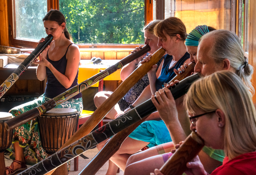 V rámci workshopů budou mít diváci možnost si vyzkoušet hru na muzikoterapeutické nástroje jako je třeba didgeridoo