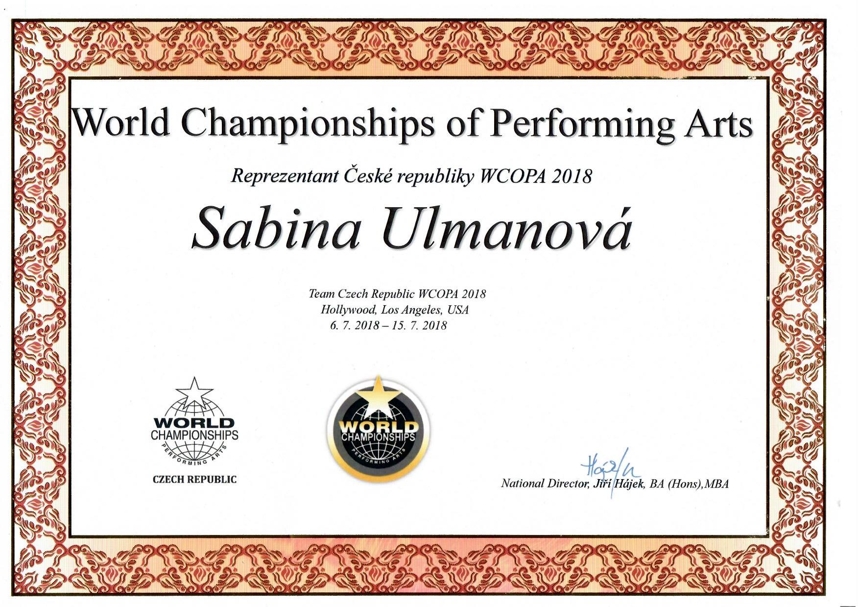 Ahoj všichni, děkuji moc za vaše dosavadní příspěvky, jsem vám za ně moc vděčná, jako aktualitu příkládám svůj nominační list na Mistrovství světa v interpretačním umění v Hollywoodu které se koná už tenhle rok v červenci 🙂