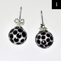 Bílé náušnice, sklo, stříbro #1