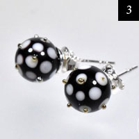 Černé náušnice, sklo, stříbro #3