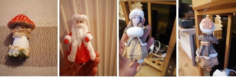 Ozdoby z vaty a vatová panenka